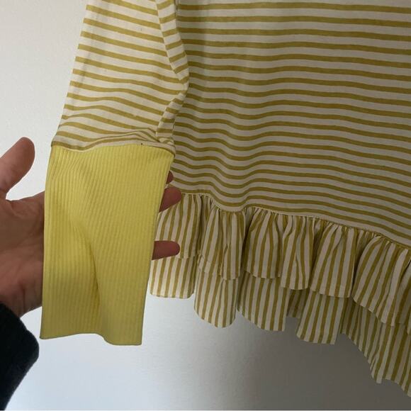 Anthropologie Ella Mara Yellow Striped Top Peplum Ruffles - Picture 2 of 7